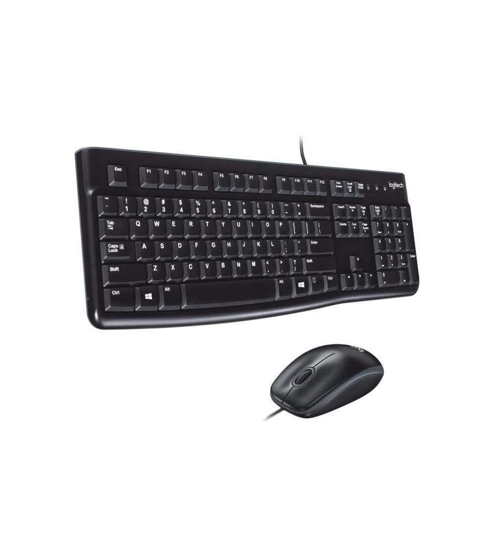 Logitech MK120 Kabelgebundenes Set mit Tastatur und Maus fŸr Windows, Franzšsisches AZERTY-Layout - Schwarz