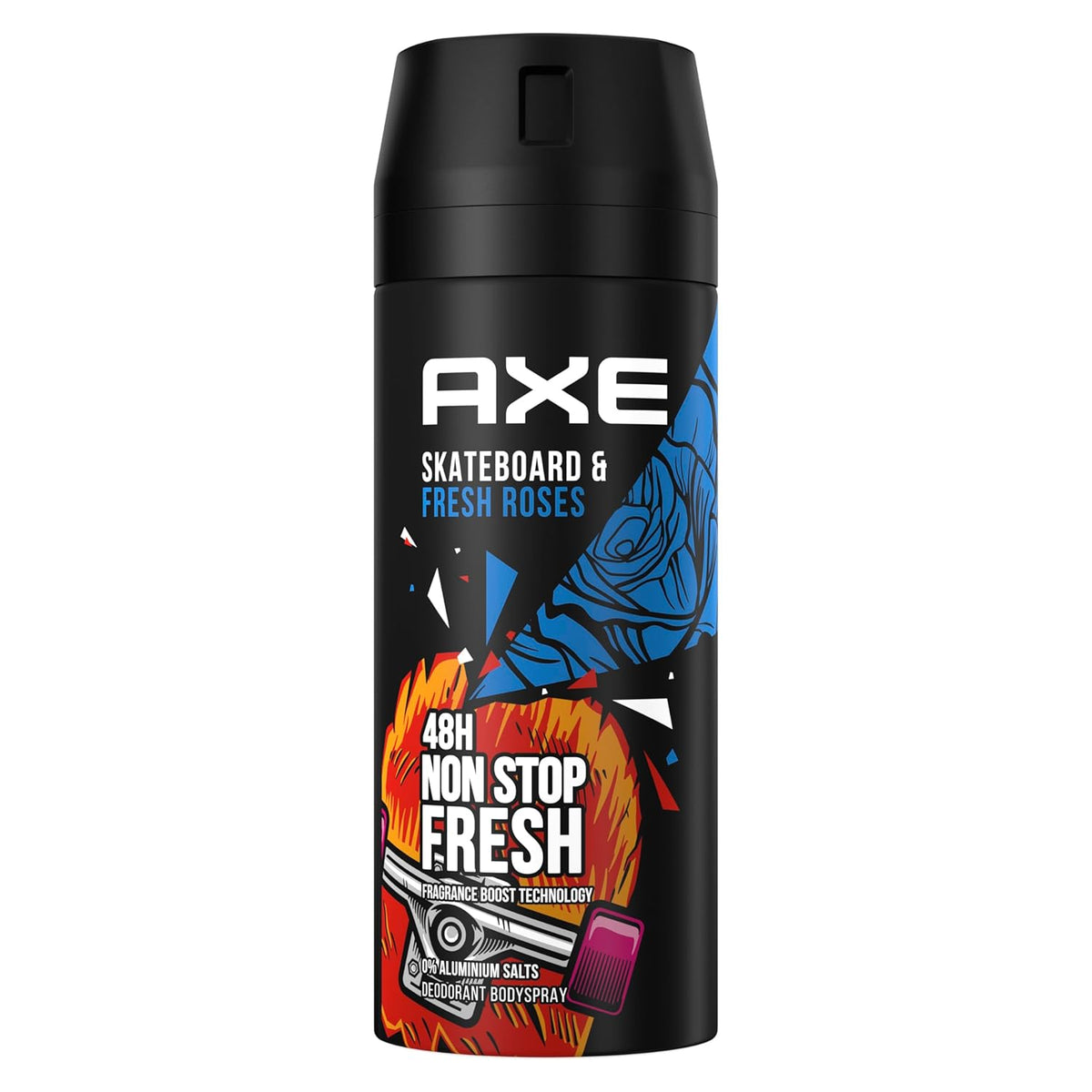 Axe Bodyspray Skateboard & Fresh Roses Deo ohne Aluminium sorgt 48 Stunden lang für effektiven Schutz vor Körpergeruch 150 ml