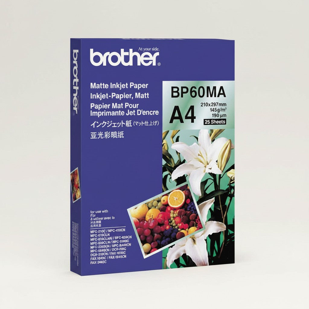 Limendahome Brother BP60MA A4 mattes Inkjet-Papier, 25 Blatt, weiß, 145 g/m², 190 µm
