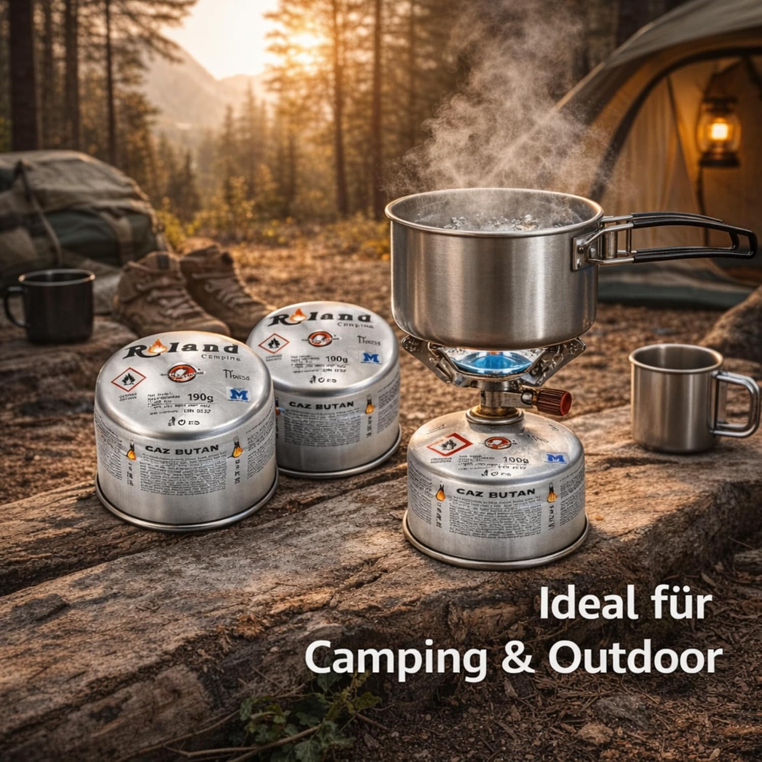 Roland Camping Stechgaskartusche 190g – 12 Stück (Typ C200 / EN417)