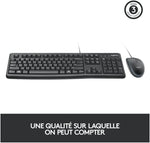 Logitech MK120 Kabelgebundenes Set mit Tastatur und Maus für Windows, Französisches AZERTY-Layout - Schwarz