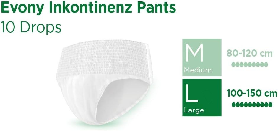 EVONY Inkontinenz Pants Erwachsene für Frauen und Männer Windelhosen Erwachsene Inkontinenzslips Größe L 30 Stück