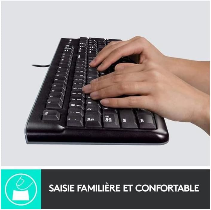 Logitech MK120 Kabelgebundenes Set mit Tastatur und Maus für Windows, Französisches AZERTY-Layout - Schwarz