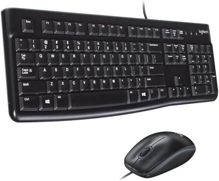 Logitech MK120 Kabelgebundenes Set mit Tastatur und Maus für Windows, Französisches AZERTY-Layout - Schwarz