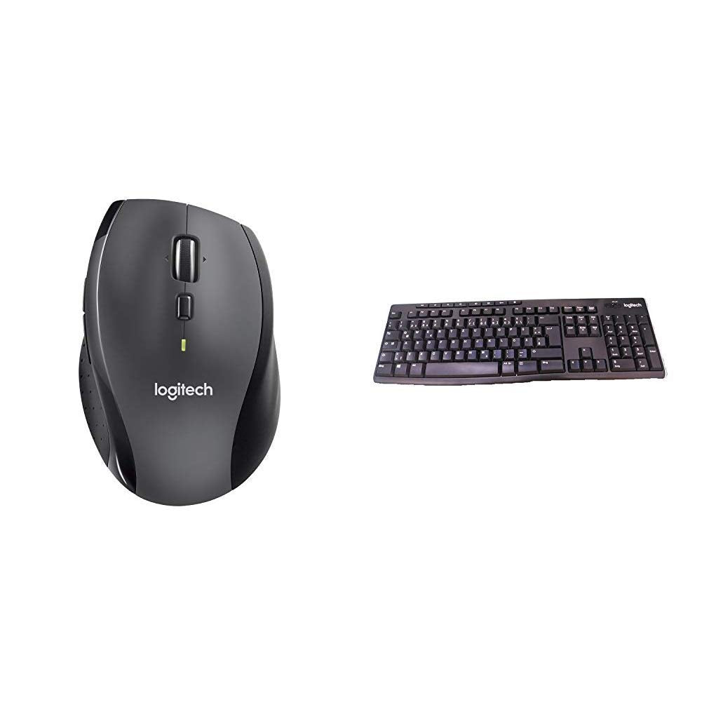 Logitech M705 Marathon Kabellose Maus, 2.4 GHz Verbindung via Unifying USB-Empfänger, 1000 DPI Laser-Sensor, 3-Jahre Akkulaufzeit, 7 Tasten, PC/Mac - Schwarz
