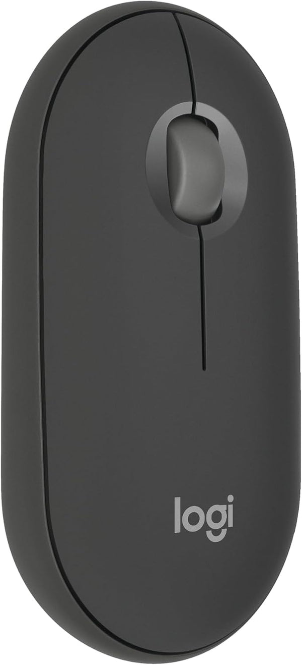 Logitech Pebble Mouse 2 M350s schlanke kabellose Bluetooth-Maus, mobil, leicht, anpassbare Taste, leise Klicks, Easy-Switch für Windows, macOS, iPadOS, Android, ChromeOS - Grafit