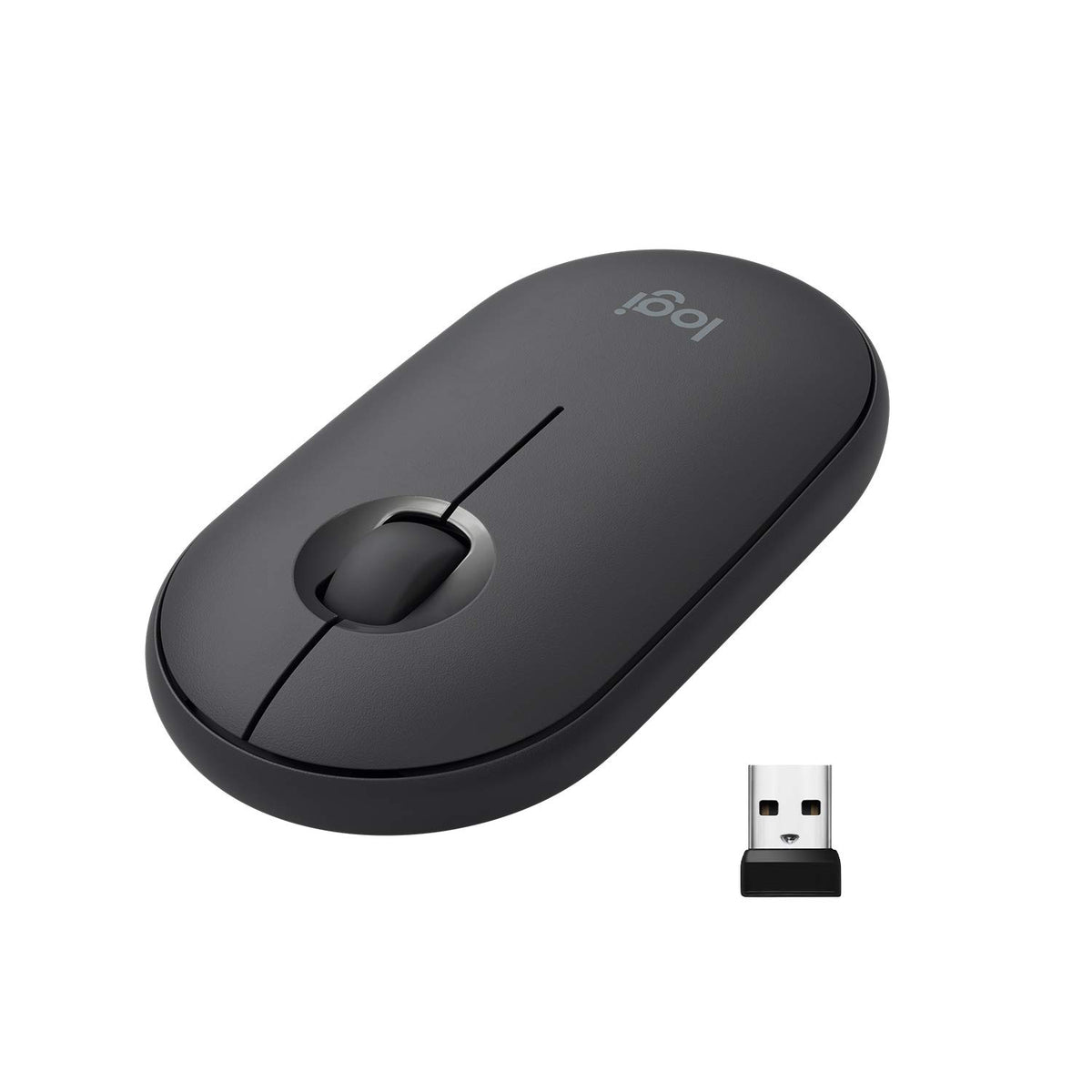 Logitech Pebble Mouse 2 M350s schlanke kabellose Bluetooth-Maus, mobil, leicht, anpassbare Taste, leise Klicks, Easy-Switch für Windows, macOS, iPadOS, Android, ChromeOS - Grafit