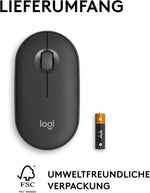 Logitech Pebble Mouse 2 M350s schlanke kabellose Bluetooth-Maus, mobil, leicht, anpassbare Taste, leise Klicks, Easy-Switch für Windows, macOS, iPadOS, Android, ChromeOS - Grafit