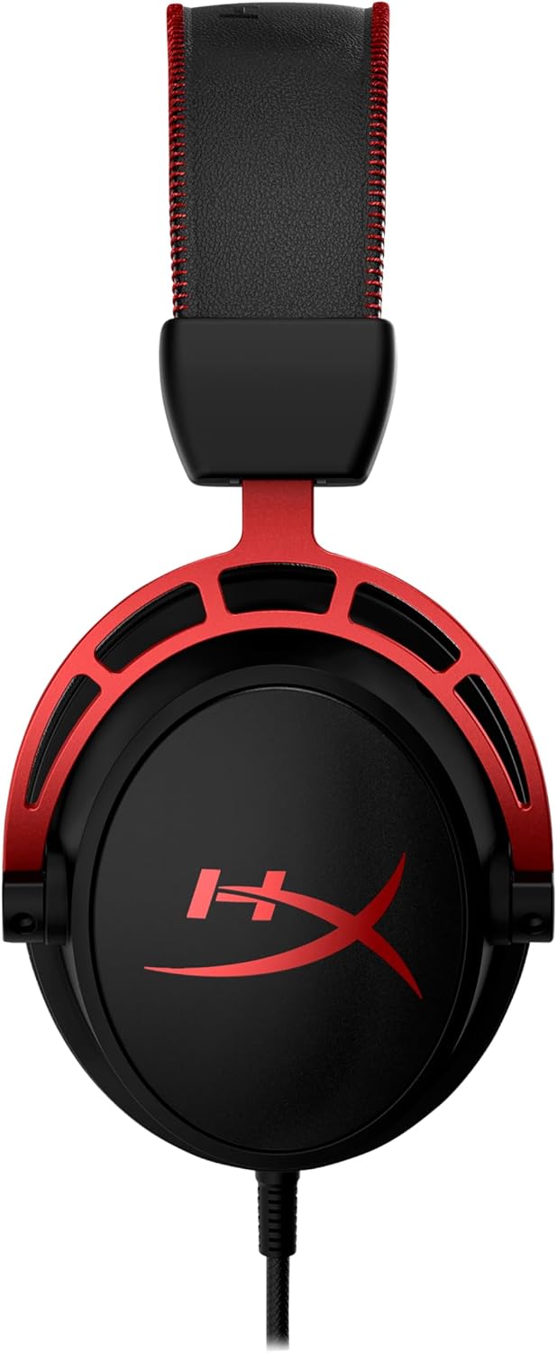 HyperX Cloud Alpha Gaming Headset, Over-Ear, 50 mm Dual-Chamber-Treiber, Memory Foam, Aluminiumrahmen, abnehmbares Noise-Cancelling Mikrofon, 3,5 mm Klinke, PC/PS5/PS4/Xbox/Switch, Schwarz-Rot