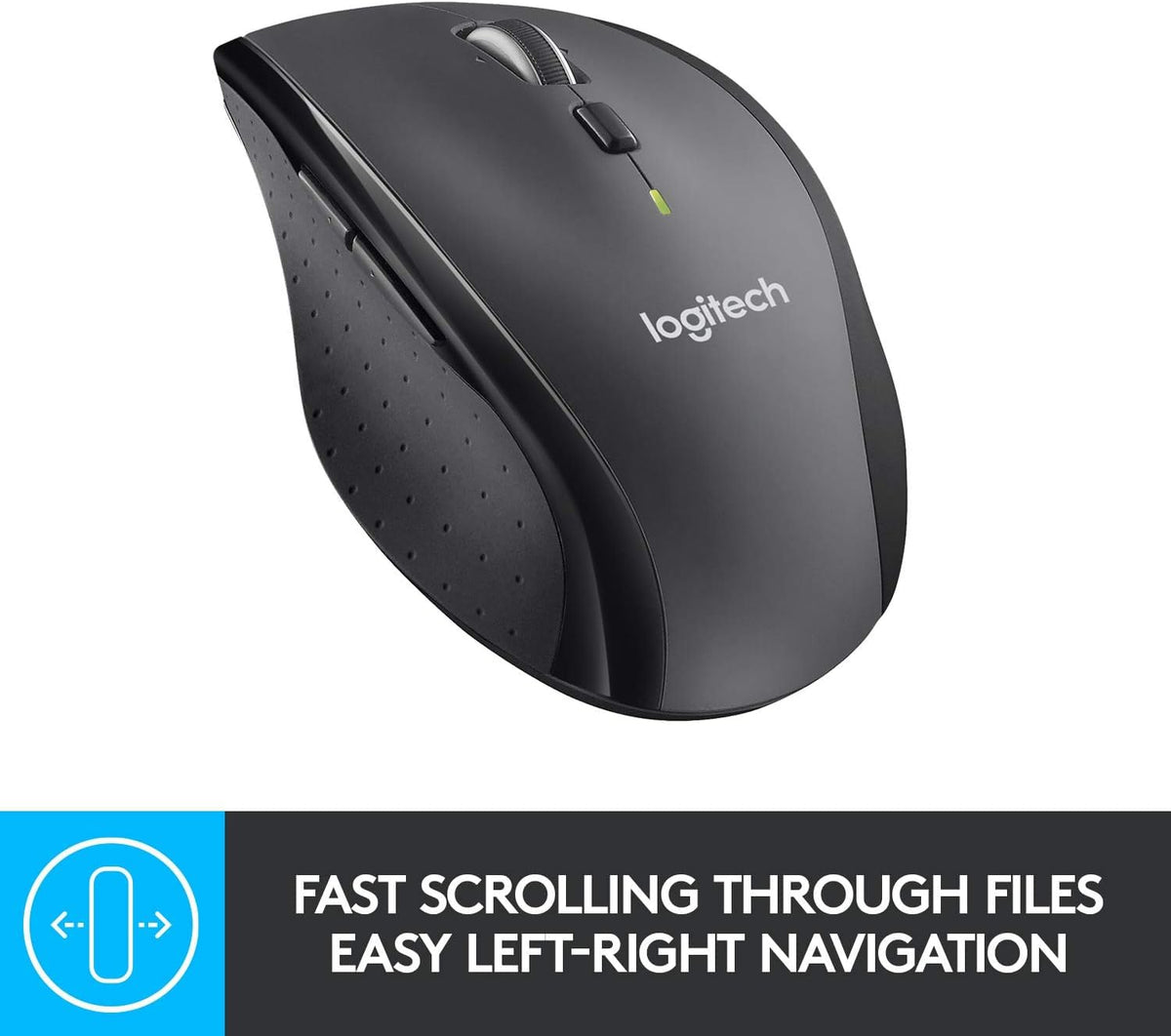 Logitech M705 Marathon Kabellose Maus, 2.4 GHz Verbindung via Unifying USB-Empfänger, 1000 DPI Laser-Sensor, 3-Jahre Akkulaufzeit, 7 Tasten, PC/Mac - Schwarz