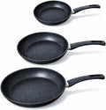 Roland 3-teiliges Pfannenset – Induktionsgeeignet – Antihaftbeschichtung, Camping Küche Granit-Optik – Bratpfannen Set 20/24/28 cm – Spülmaschinenfest & kratzfest