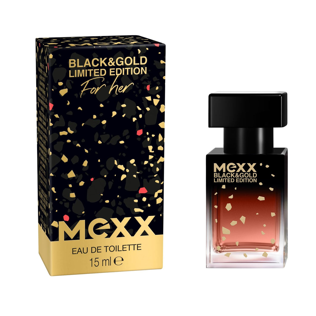Mexx Black & Gold Limited Edition Woman Eau de Toilette, sinnlich-blumiger Damenduft, 30ml