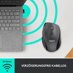 Logitech M705 Marathon Kabellose Maus, 2.4 GHz Verbindung via Unifying USB-Empfänger, 1000 DPI Laser-Sensor, 3-Jahre Akkulaufzeit, 7 Tasten, PC/Mac - Schwarz