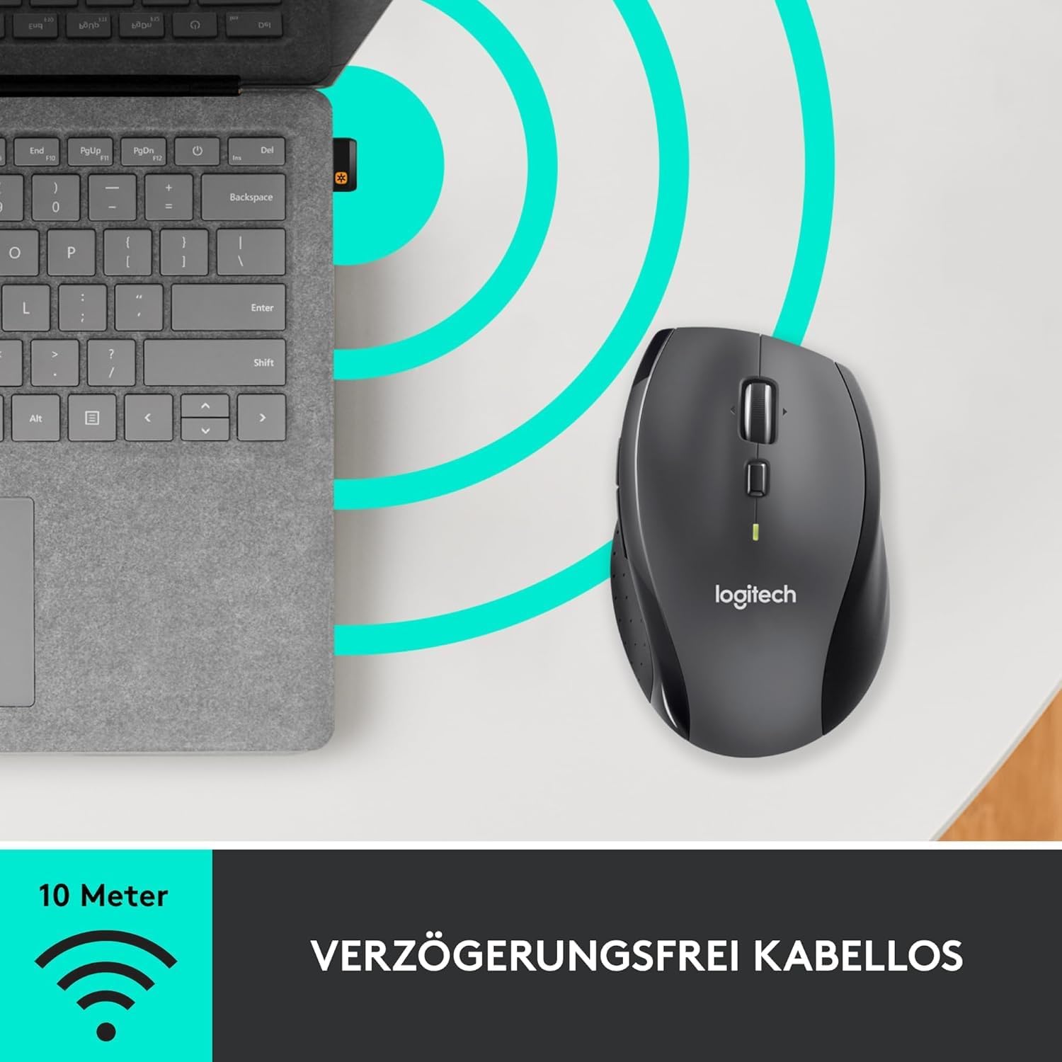 Logitech M705 Marathon Kabellose Maus, 2.4 GHz Verbindung via Unifying USB-Empfänger, 1000 DPI Laser-Sensor, 3-Jahre Akkulaufzeit, 7 Tasten, PC/Mac - Schwarz
