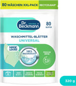 Dr. Beckmann MAGIC LEAVES Waschmittel-Blätter UNIVERSAL | vordosierte & wasserlösliche Waschblätter | platzsparend und leicht anzuwenden | 80 Blätter
