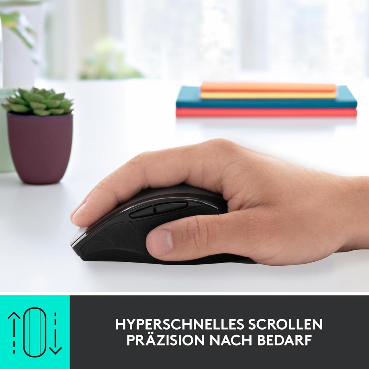 Logitech M705 Marathon Kabellose Maus, 2.4 GHz Verbindung via Unifying USB-Empfänger, 1000 DPI Laser-Sensor, 3-Jahre Akkulaufzeit, 7 Tasten, PC/Mac - Schwarz