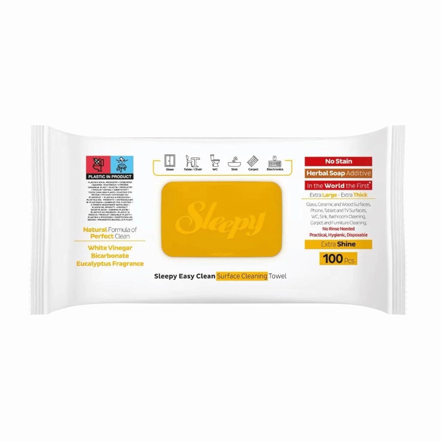 Sleepy Easy Clean Surface Cleaning Towel Herbal Soap Additive 6 Pack 6 * 100 (600 Sheets)