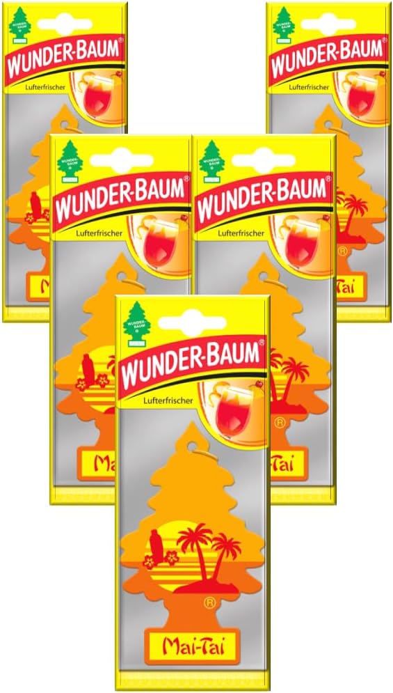 Wunder-Baum Autoduft Lufterfrischer Duftbaum Düfte 5 Stück + Stift light-tribe (Mai-Tai)