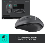 Logitech M705 Marathon Kabellose Maus, 2.4 GHz Verbindung via Unifying USB-Empfänger, 1000 DPI Laser-Sensor, 3-Jahre Akkulaufzeit, 7 Tasten, PC/Mac - Schwarz