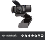 Logitech C920s HD PRO Webcam, Full-HD 1080p, 78° Blickfeld, Autofokus, Belichtungskorrektur, USB-Anschluss, Abdeckblende, Für Skype, FaceTime, Hangouts,etc., PC/Mac/ChromeOS/Android/Xbox One -Schwarz