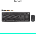 Logitech MK295 kabelloses Tastatur-Maus-Set mit SilentTouch-Technologie, Shortcut-Tasten, optischer Spurführung, Nano USB-Empfänger, verzögerungsfreier Drahtlosverbindung, QWERTZ layout - Schwarz
