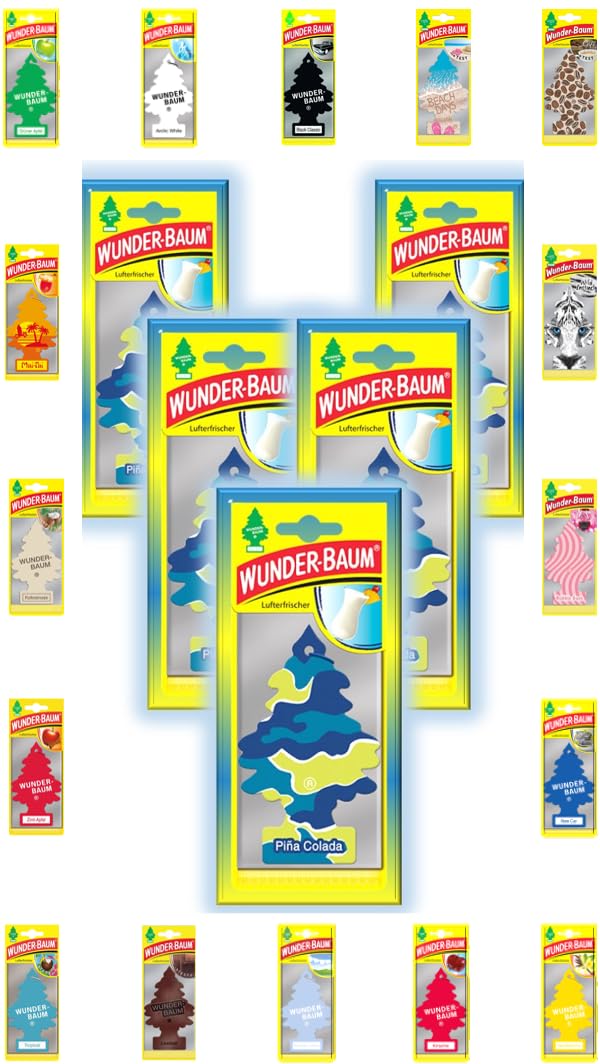 Wunder-Baum Autoduft Lufterfrischer Duftbaum Düfte 5 Stück + Stift light-tribe (Mai-Tai)