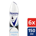 Rexona Women Anti Transpirant Spray Invisible Aqua Deospray mit 48 Stunden Schutz gegen Körpergeruch und Achselnässe mit Anti-Transpirant-Technologie 6x 150 ml