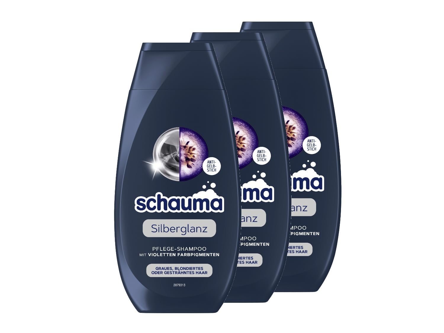 Schwarzkopf Schauma Pflege-Shampoo Silberglanz (250 ml), Silbershampoo hilft gelbliche Verfärbungen zu reduzieren, Haarshampoo für graues, blondiertes oder gesträhntes Haar