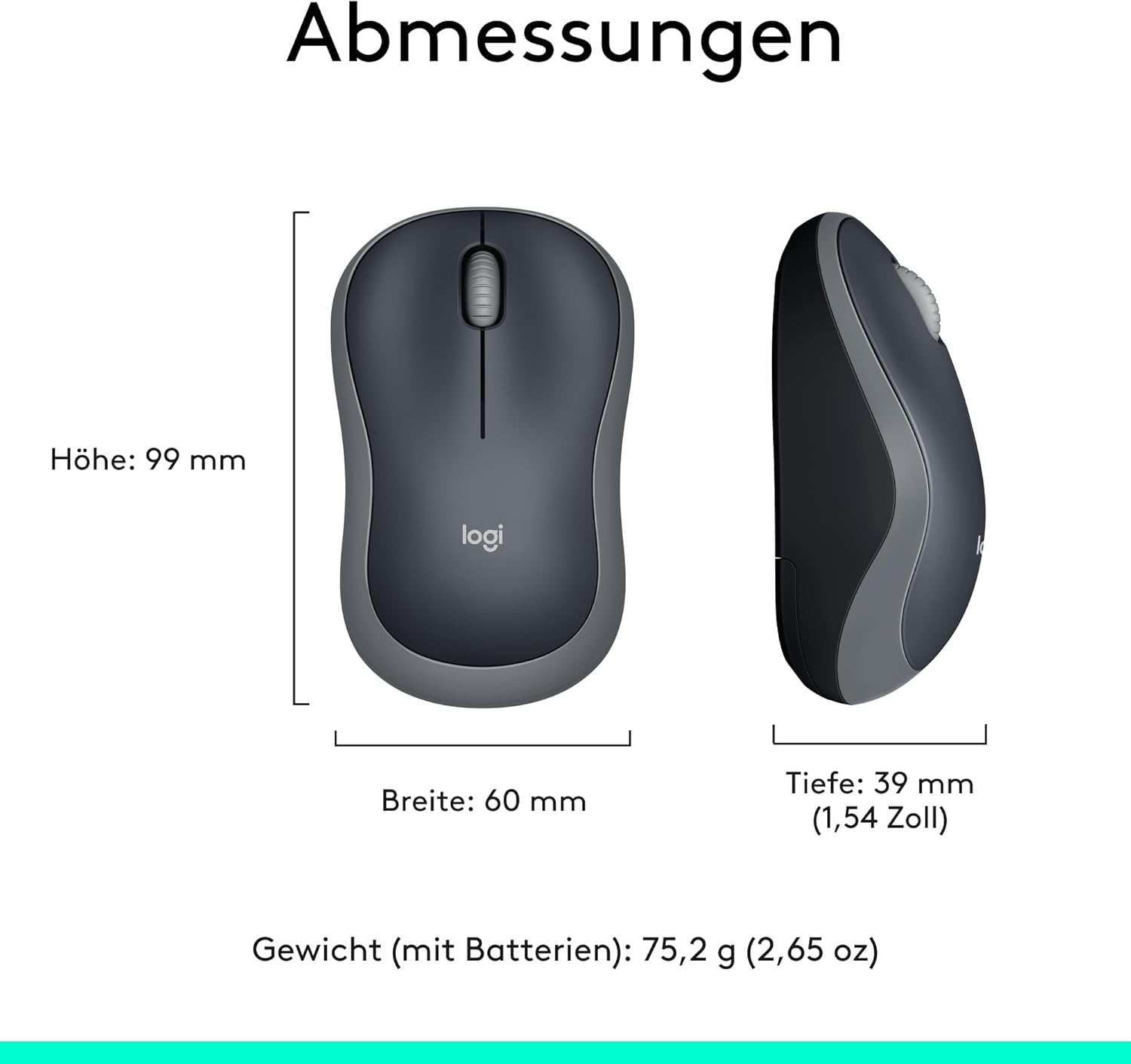 Logitech M185 Kabellose Maus, 2,4 GHz mit USB-Nano-Empfänger, 12 Monate Batterielaufzeit, 1000 DPI Optical Tracking, Für Links- und Rechtshänder, Kompatibel mit PC, Mac, Laptop - Grau