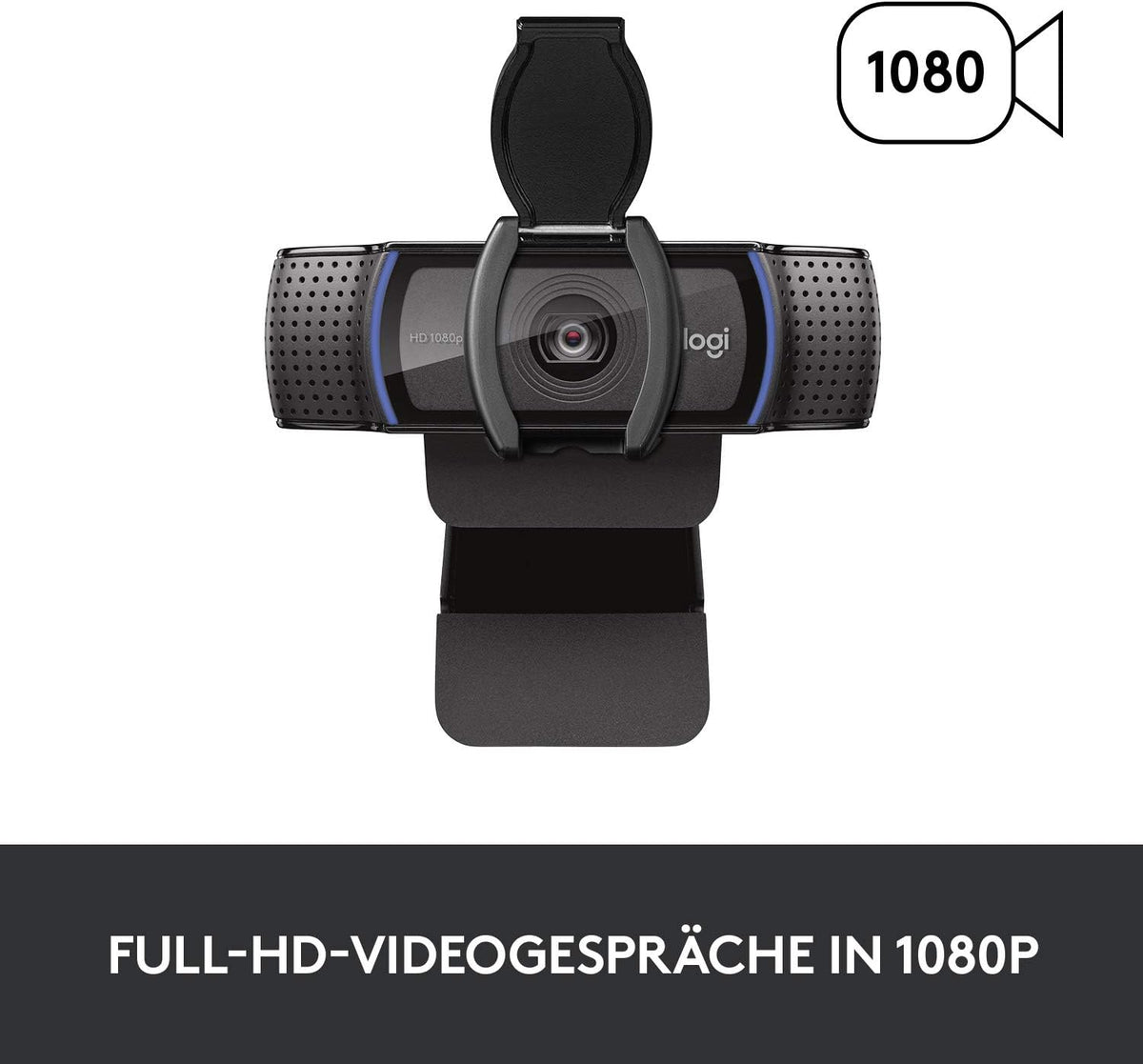Logitech C920s HD PRO Webcam, Full-HD 1080p, 78° Blickfeld, Autofokus, Belichtungskorrektur, USB-Anschluss, Abdeckblende, Für Skype, FaceTime, Hangouts,etc., PC/Mac/ChromeOS/Android/Xbox One -Schwarz