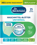 Dr. Beckmann MAGIC LEAVES Waschmittel-Blätter UNIVERSAL | vordosierte & wasserlösliche Waschblätter | platzsparend und leicht anzuwenden | 80 Blätter