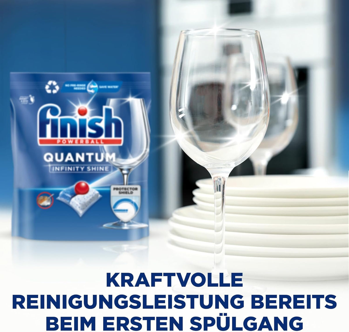 Finish Quantum Infinity Shine Spülmaschinentabs – kraftvolle Reinigung, Fettlösekraft und Glanz – 2x 83 Finish Caps