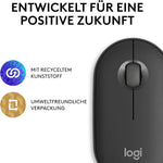 Logitech Pebble Mouse 2 M350s schlanke kabellose Bluetooth-Maus, mobil, leicht, anpassbare Taste, leise Klicks, Easy-Switch für Windows, macOS, iPadOS, Android, ChromeOS - Grafit