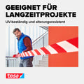 tesa Signal Markierungsklebeband UNIVERSAL - selbstklebendes Warnband zur permanenten Markierung und Kennzeichnung von Gefahrenzonen - aus robustem PP - 66 m x 50 mm - Rot/Weiß