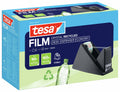 tesa MINI DISPENSER RECYCLED - Gehäuse 100% recycelter Kunststoff aus Produktionsresten - Klebebandabroller mit 2 Rollen film CRYSTAL RECYCLED 10 m x 19 mm