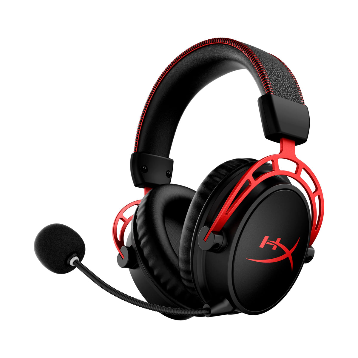 HyperX Cloud Alpha Gaming Headset, Over-Ear, 50 mm Dual-Chamber-Treiber, Memory Foam, Aluminiumrahmen, abnehmbares Noise-Cancelling Mikrofon, 3,5 mm Klinke, PC/PS5/PS4/Xbox/Switch, Schwarz-Rot