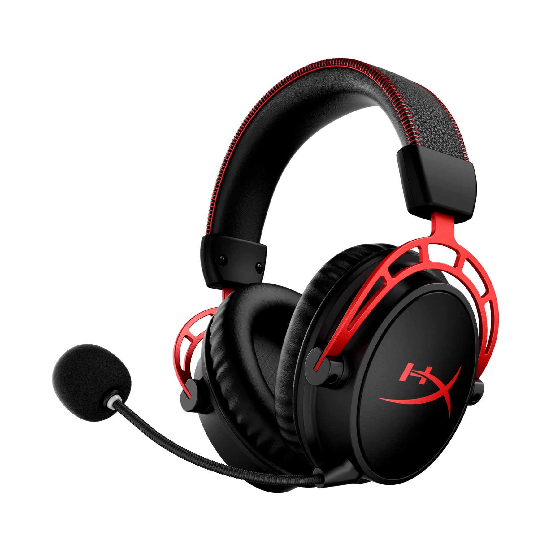 HyperX Cloud Alpha Gaming Headset, Over-Ear, 50 mm Dual-Chamber-Treiber, Memory Foam, Aluminiumrahmen, abnehmbares Noise-Cancelling Mikrofon, 3,5 mm Klinke, PC/PS5/PS4/Xbox/Switch, Schwarz-Rot