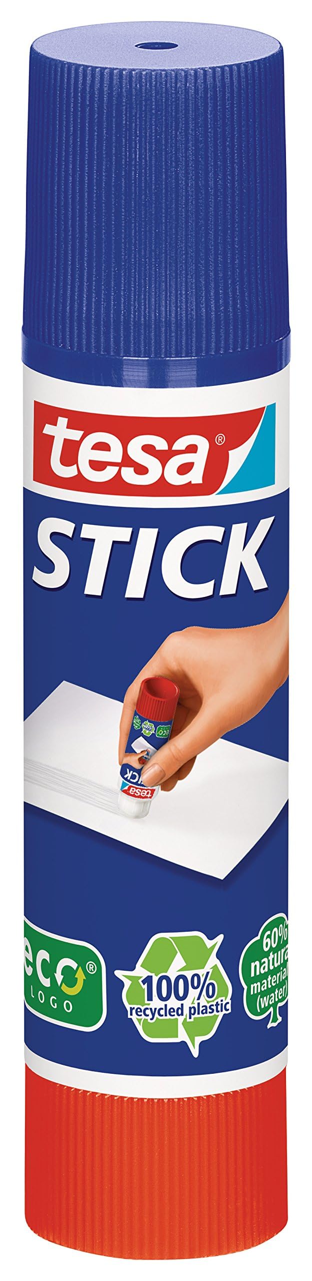tesa Stick ecoLogo - Geruchsneutraler Klebestift für Papier und Pappe - Lösungsmittelfrei und Umweltschonend - 4 x 20 g