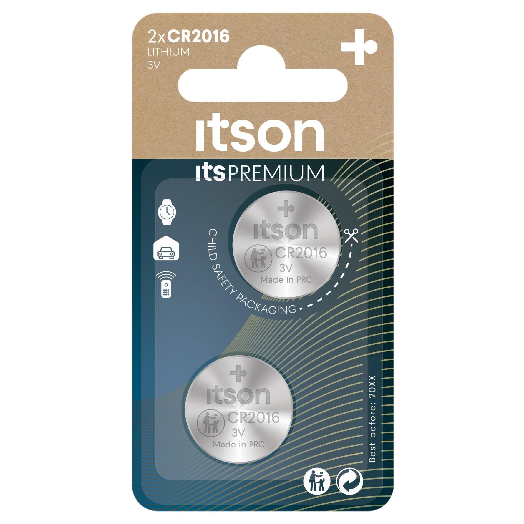 ITSON, CR2016 Batterien, 3V, Knopfzellen, 4 Stück, am besten für Autoschlüssel, Uhren und Herzfrequenzmesser