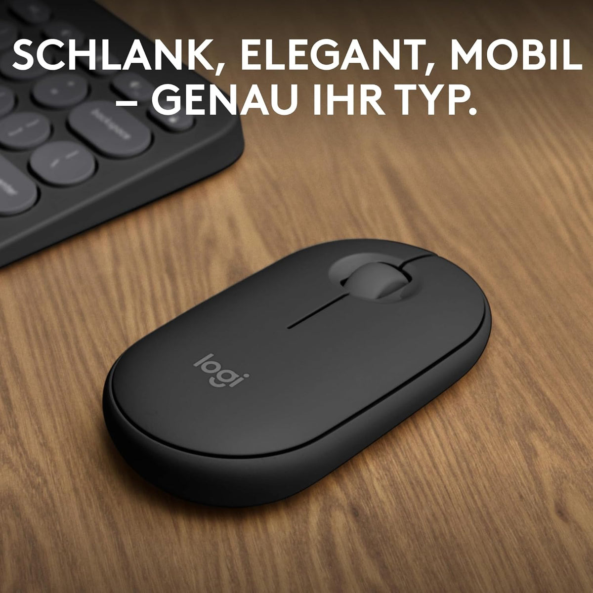 Logitech Pebble Mouse 2 M350s schlanke kabellose Bluetooth-Maus, mobil, leicht, anpassbare Taste, leise Klicks, Easy-Switch für Windows, macOS, iPadOS, Android, ChromeOS - Grafit