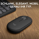 Logitech Pebble Mouse 2 M350s schlanke kabellose Bluetooth-Maus, mobil, leicht, anpassbare Taste, leise Klicks, Easy-Switch für Windows, macOS, iPadOS, Android, ChromeOS - Grafit