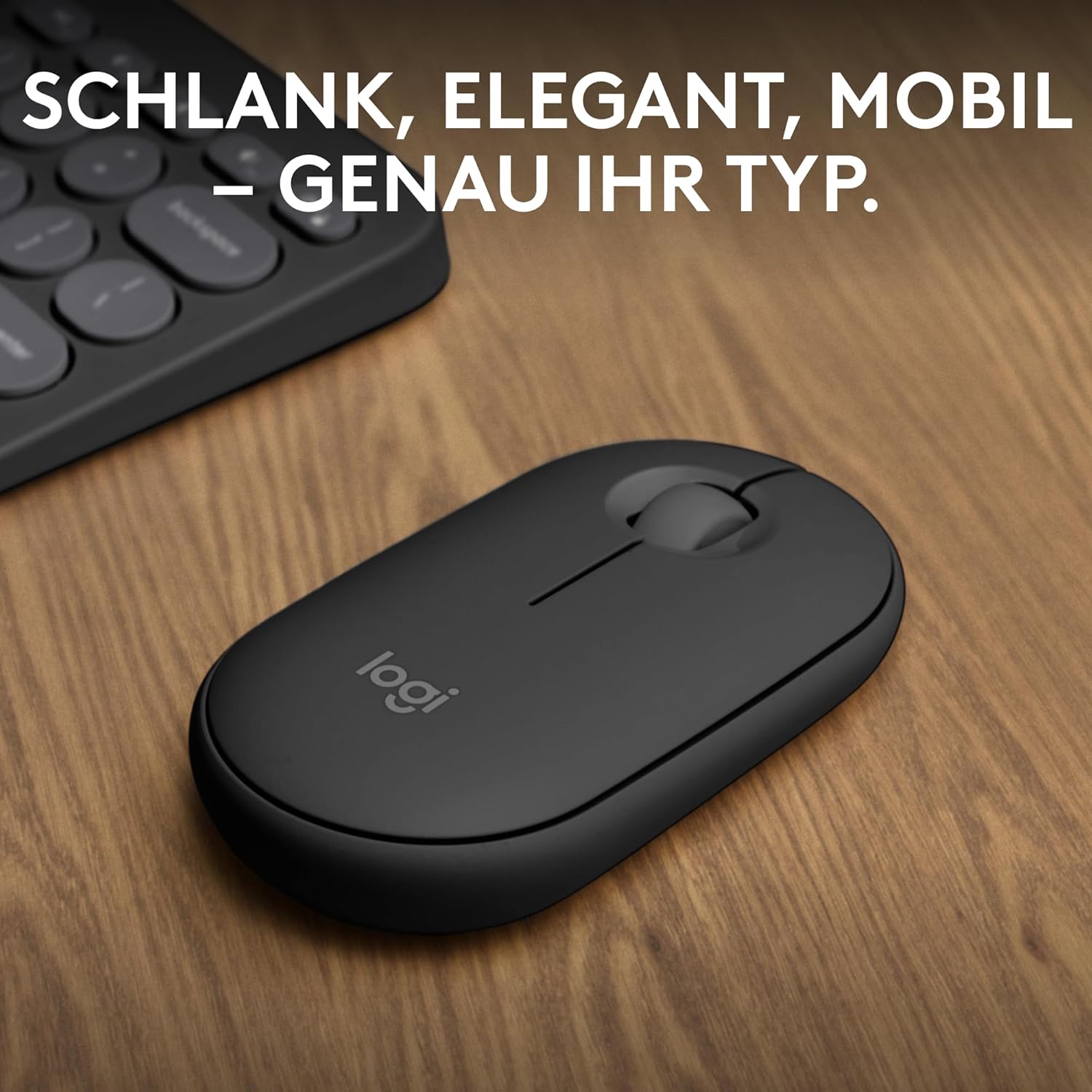 Logitech Pebble Mouse 2 M350s schlanke kabellose Bluetooth-Maus, mobil, leicht, anpassbare Taste, leise Klicks, Easy-Switch für Windows, macOS, iPadOS, Android, ChromeOS - Grafit