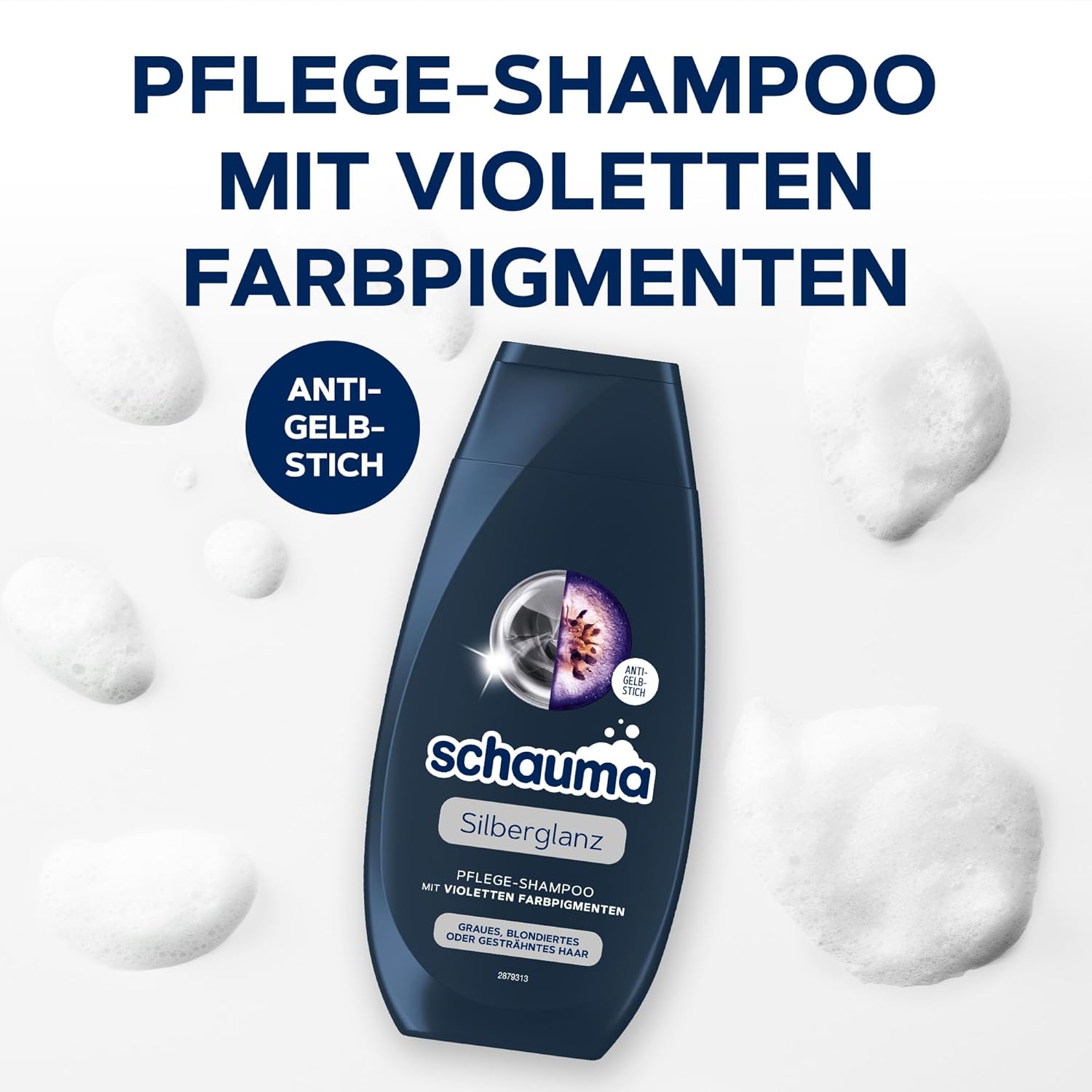 Schwarzkopf Schauma Pflege-Shampoo Silberglanz (250 ml), Silbershampoo hilft gelbliche Verfärbungen zu reduzieren, Haarshampoo für graues, blondiertes oder gesträhntes Haar