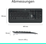 Logitech MK540 Advanced Kombi – Kabellose Tastatur und Maus für Windows, Deutsche QWERTZ-Tastatur – Schwarz