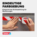 tesa Signal Markierungsklebeband UNIVERSAL - selbstklebendes Warnband zur permanenten Markierung und Kennzeichnung von Gefahrenzonen - aus robustem PP - 66 m x 50 mm - Rot/Weiß
