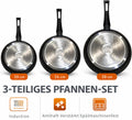 Roland 3-teiliges Pfannenset – Induktionsgeeignet – Antihaftbeschichtung, Camping Küche Granit-Optik – Bratpfannen Set 20/24/28 cm – Spülmaschinenfest & kratzfest