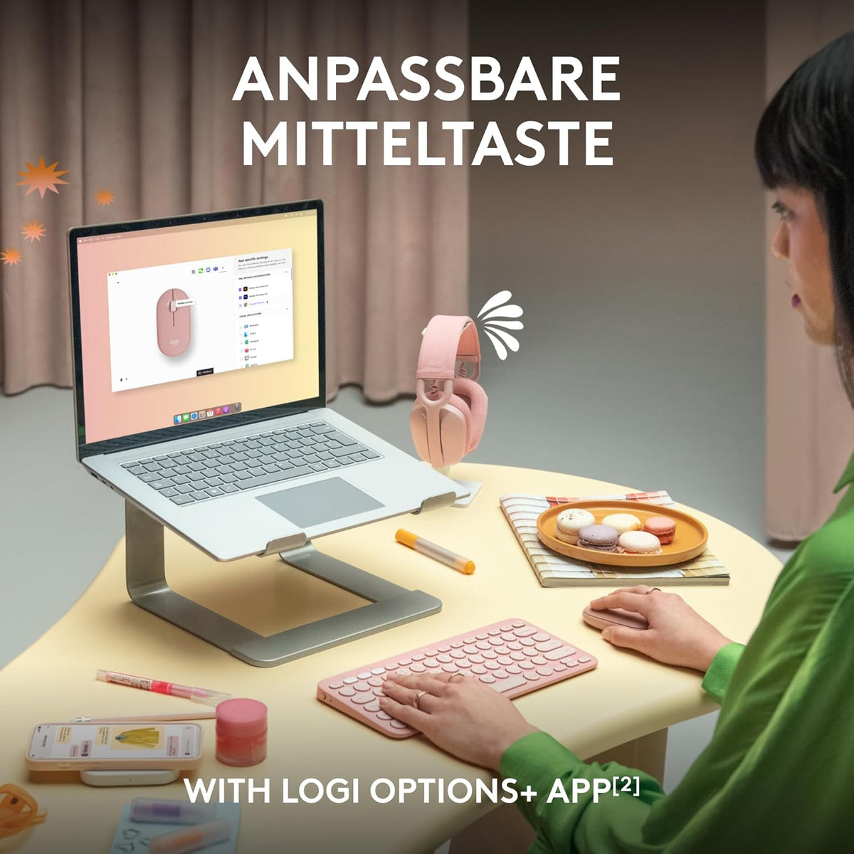 Logitech Pebble Mouse 2 M350s schlanke kabellose Bluetooth-Maus, mobil, leicht, anpassbare Taste, leise Klicks, Easy-Switch für Windows, macOS, iPadOS, Android, ChromeOS - Grafit