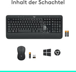 Logitech MK540 Advanced Kombi – Kabellose Tastatur und Maus für Windows, Deutsche QWERTZ-Tastatur – Schwarz