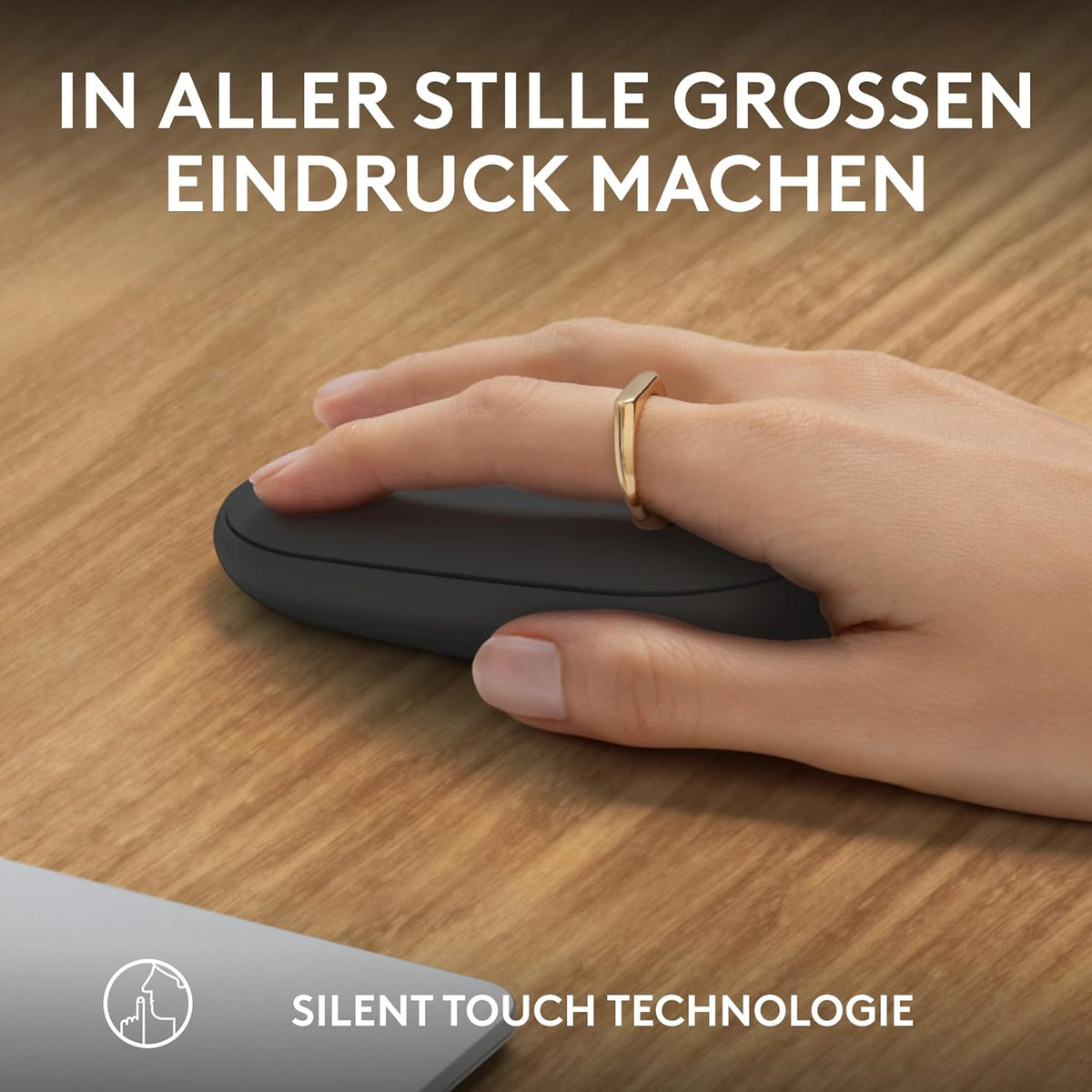 Logitech Pebble Mouse 2 M350s schlanke kabellose Bluetooth-Maus, mobil, leicht, anpassbare Taste, leise Klicks, Easy-Switch für Windows, macOS, iPadOS, Android, ChromeOS - Grafit