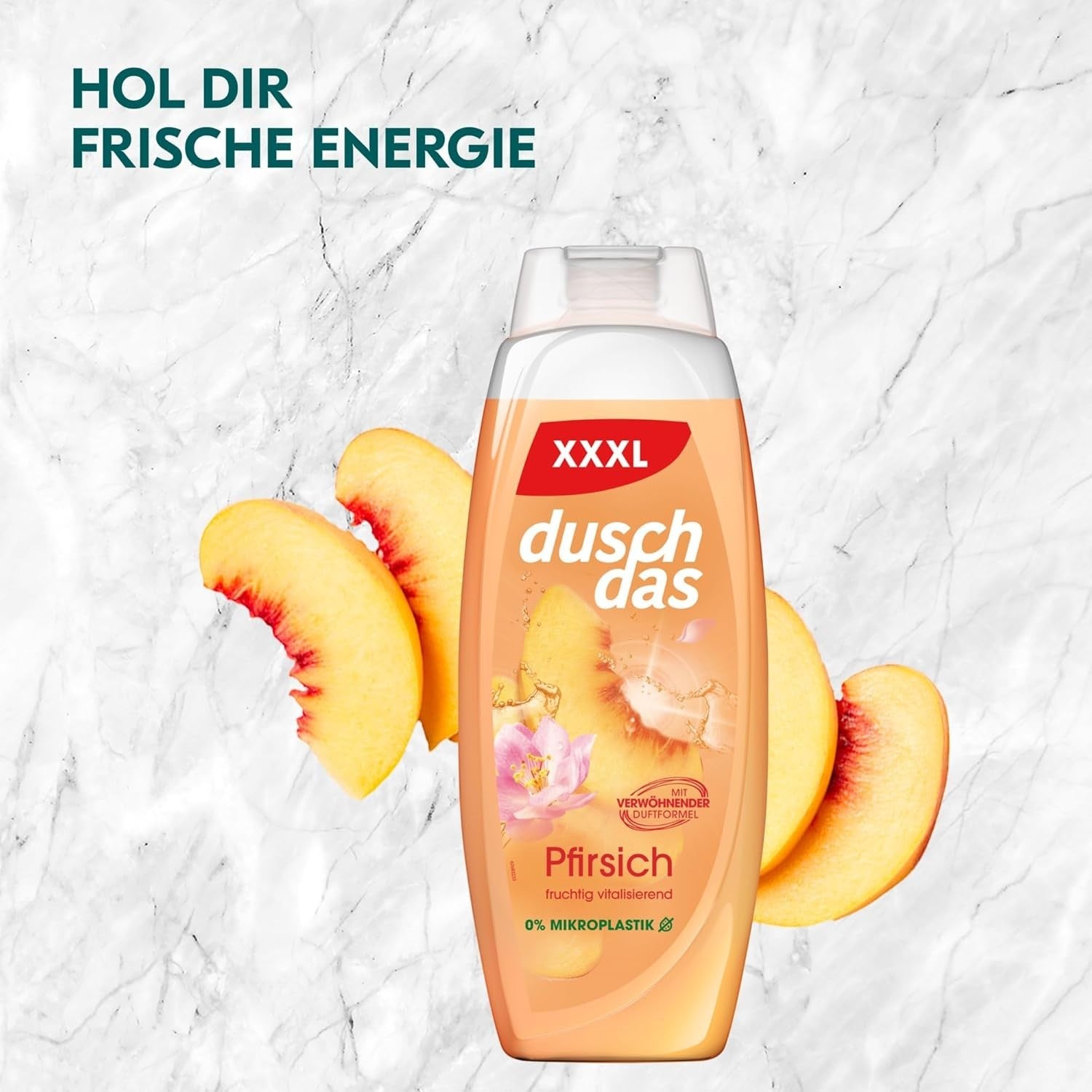 Duschdas Duschgel Pfirsich XXXL Duschbad mit verwöhnender Duftformel sorgt für einen erfrischenden Start in den Tag 675 ml